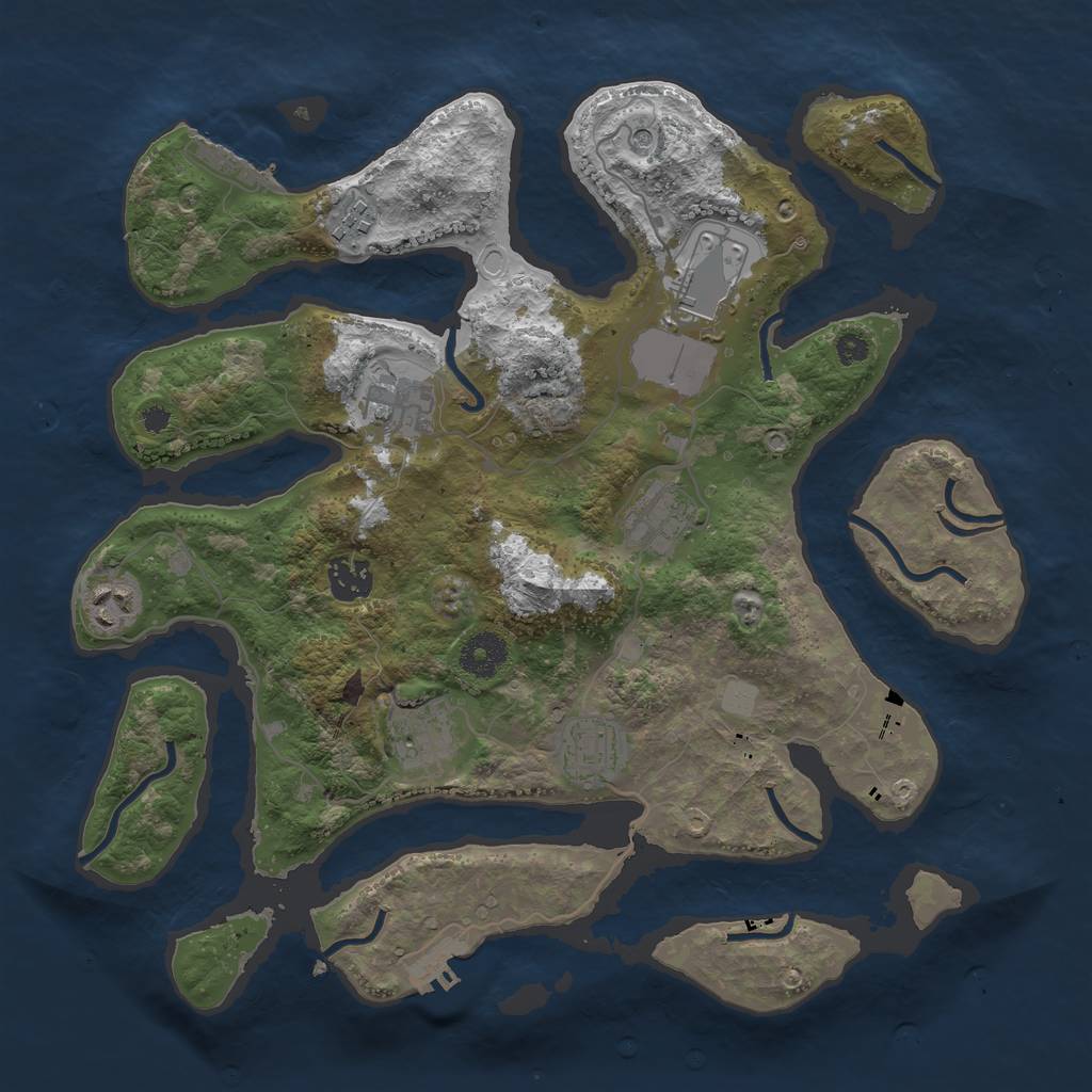 Rust Map: Procedural Map, Size: 3550, Seed: 976223, 16 Monuments