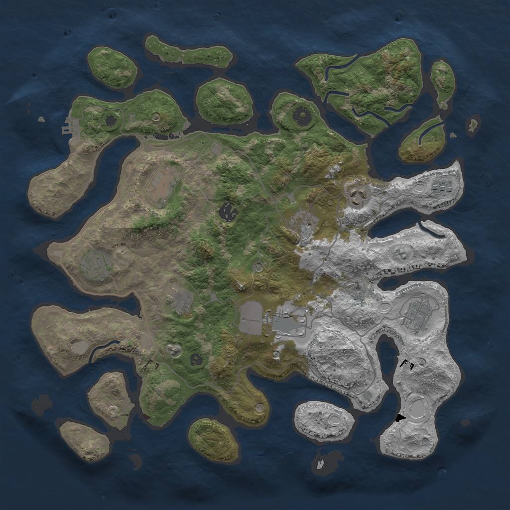 Rust Map: Procedural Map, Size: 4000, Seed: 123488, 16 Monuments