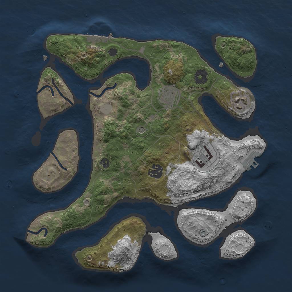 Rust Map: Procedural Map, Size: 3000, Seed: 86969, 12 Monuments