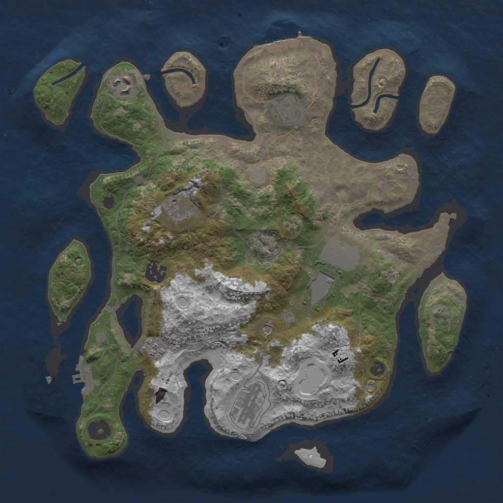 Rust Map: Procedural Map, Size: 3500, Seed: 868652763, 15 Monuments