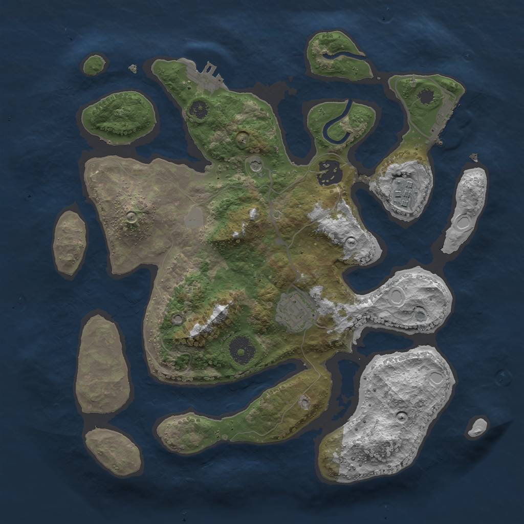 Rust Map: Procedural Map, Size: 3000, Seed: 880989, 11 Monuments