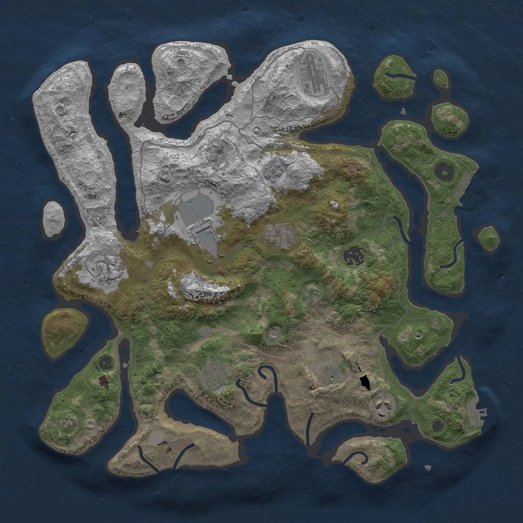 Rust Map: Procedural Map, Size: 4000, Seed: 1219709096, 17 Monuments