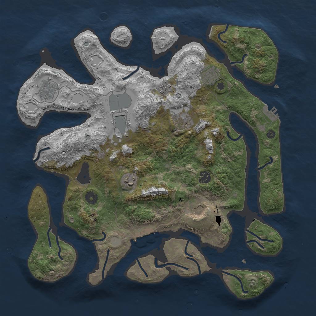 Rust Map: Procedural Map, Size: 3750, Seed: 31066775, 15 Monuments
