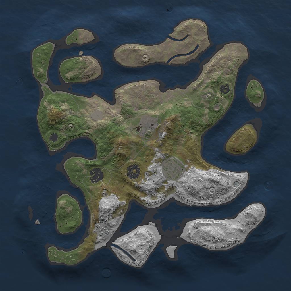 Rust Map: Procedural Map, Size: 3000, Seed: 386032, 9 Monuments