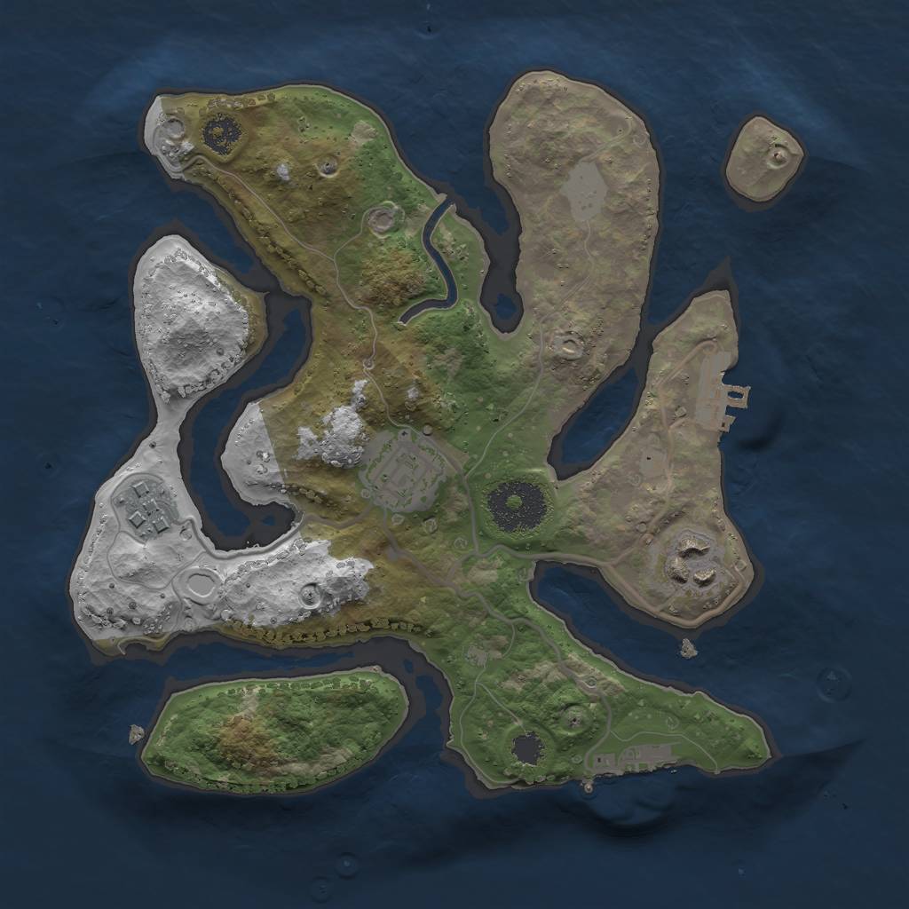 Rust Map: Procedural Map, Size: 2500, Seed: 21520264, 10 Monuments