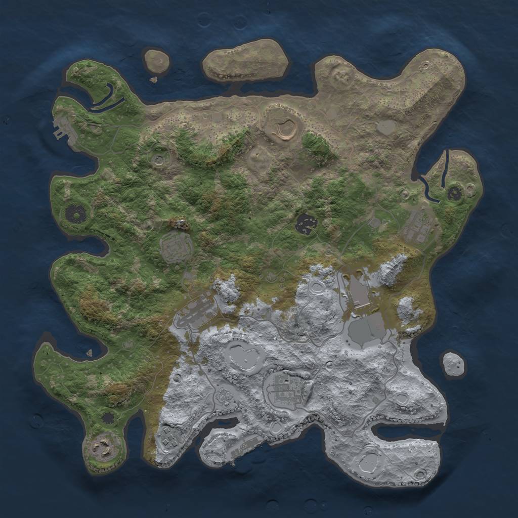 Rust Map: Procedural Map, Size: 3700, Seed: 12013301, 16 Monuments