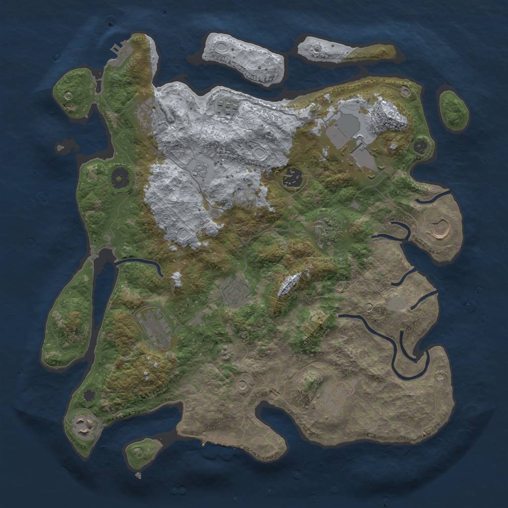 Rust Map: Procedural Map, Size: 3850, Seed: 1436570731, 17 Monuments