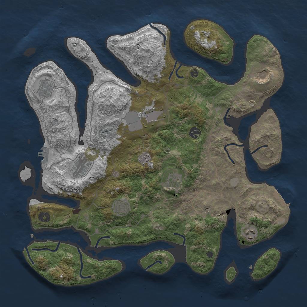 Rust Map: Procedural Map, Size: 4000, Seed: 409077577, 17 Monuments