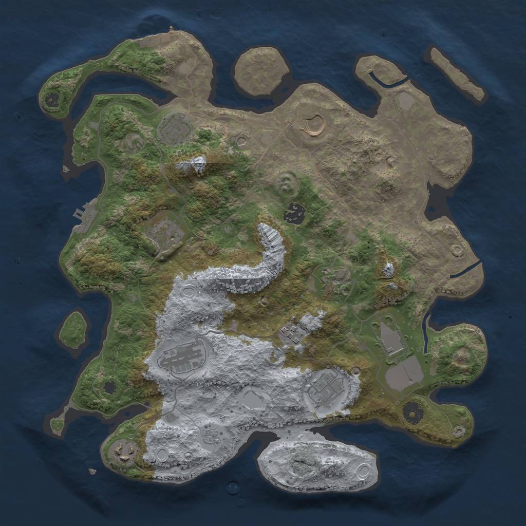 Rust Map: Procedural Map, Size: 3700, Seed: 8299, 17 Monuments
