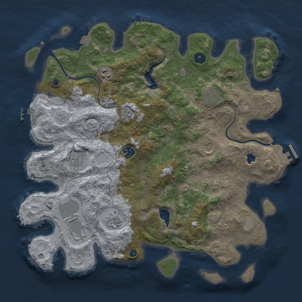 Rust Map: Procedural Map, Size: 4000, Seed: 799701876, 14 Monuments