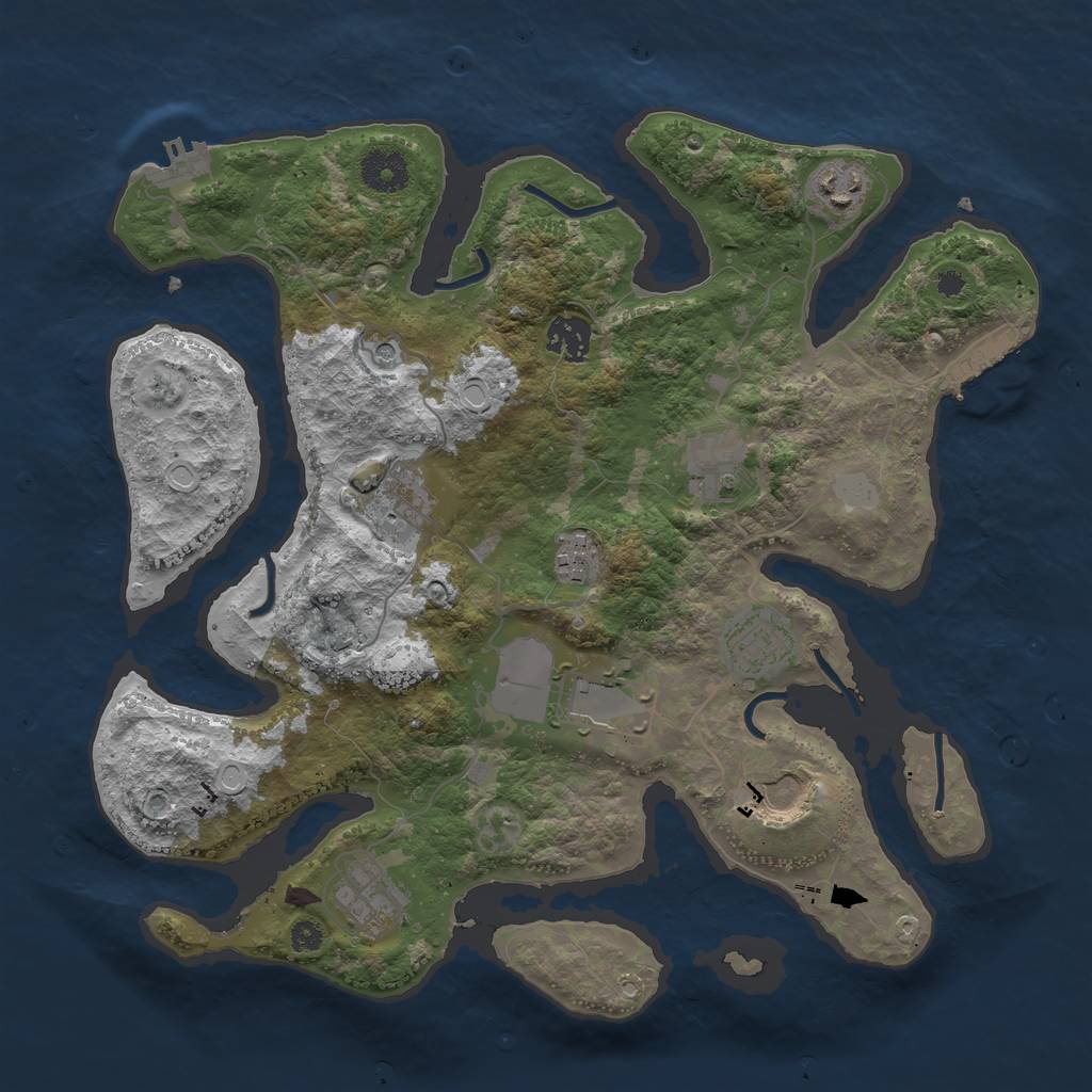 Rust Map: Procedural Map, Size: 3550, Seed: 53356, 17 Monuments