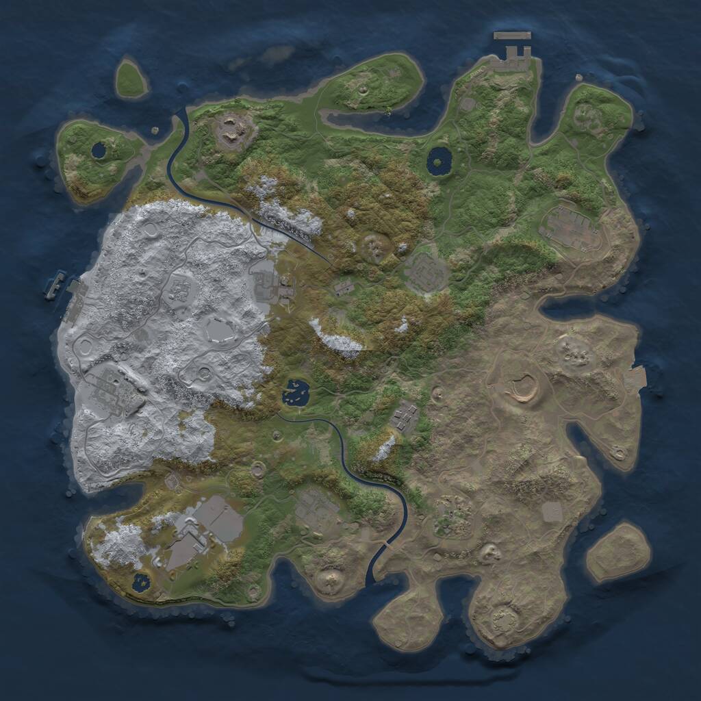 Rust Map: Procedural Map, Size: 3800, Seed: 315924578, 17 Monuments