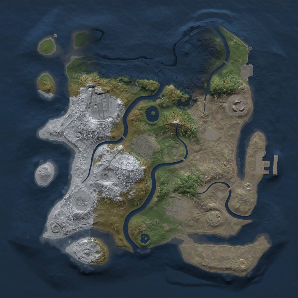 Rust Map: Procedural Map, Size: 3000, Seed: 217554, 9 Monuments