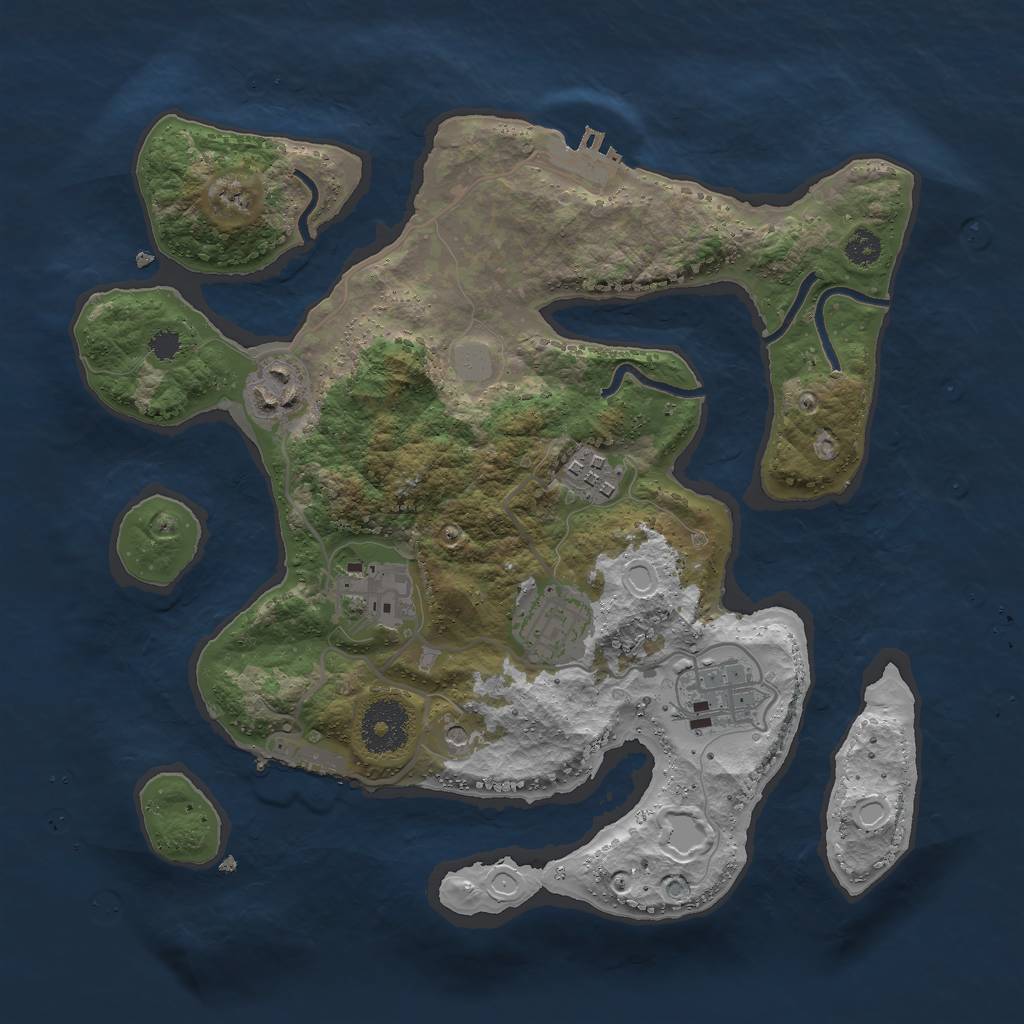Rust Map: Procedural Map, Size: 3000, Seed: 864278, 13 Monuments