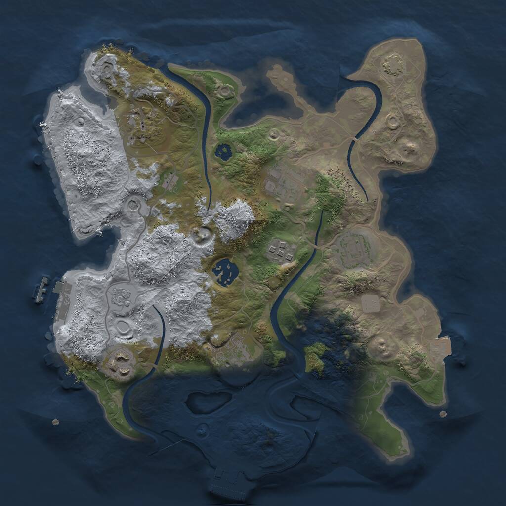 Rust Map: Procedural Map, Size: 3000, Seed: 338173, 13 Monuments