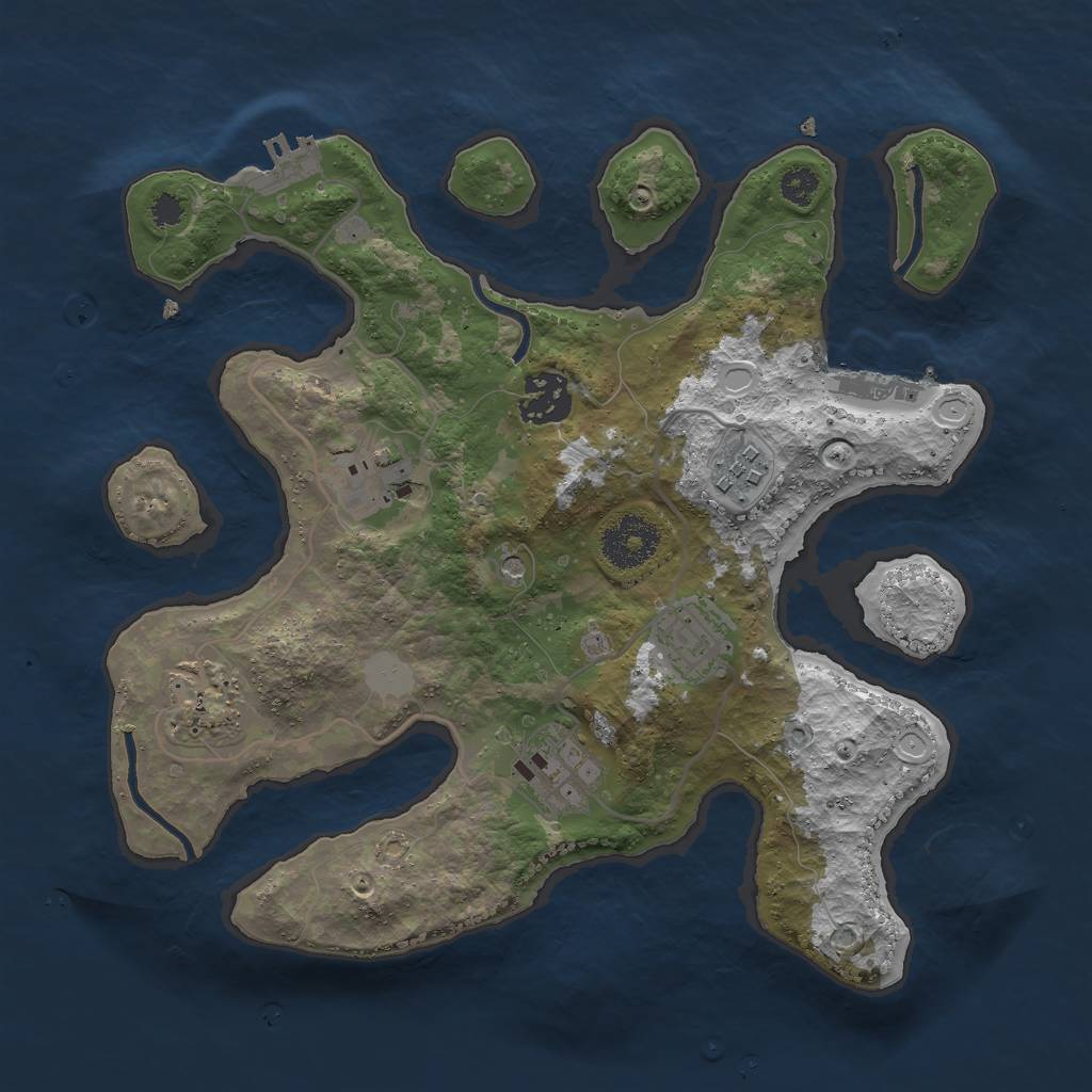 Rust Map: Procedural Map, Size: 3000, Seed: 743241075, 14 Monuments