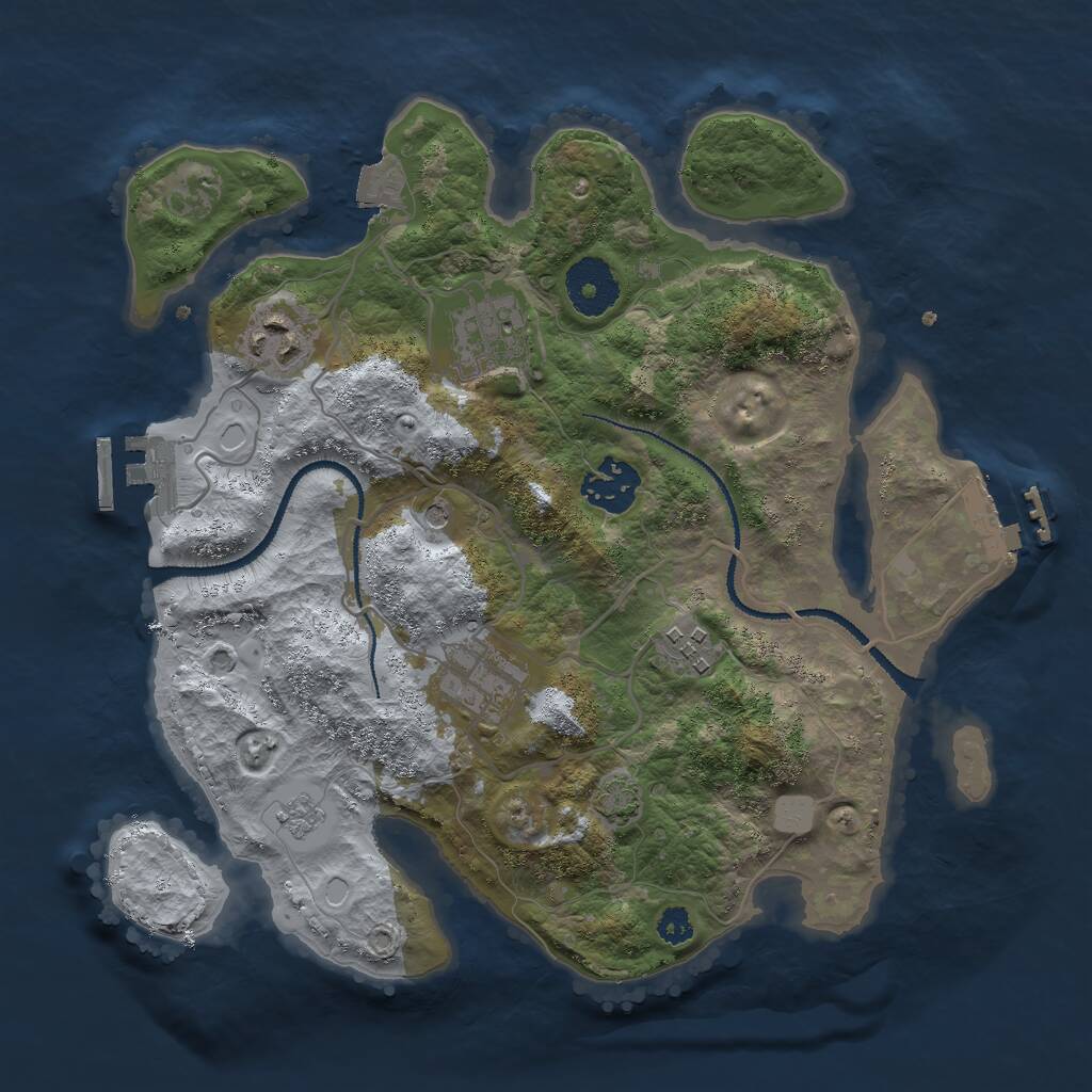 Rust Map: Procedural Map, Size: 3000, Seed: 454063, 11 Monuments