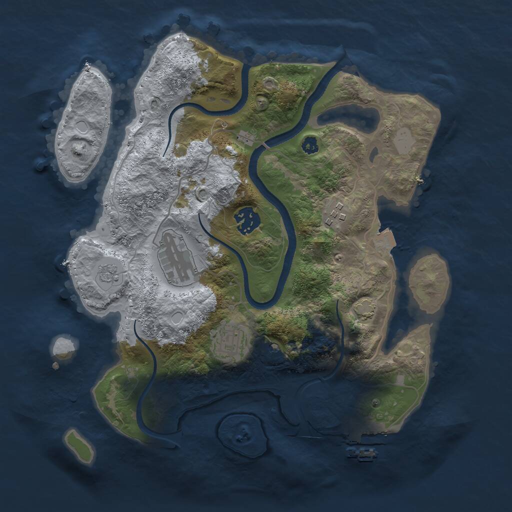 Rust Map: Procedural Map, Size: 3000, Seed: 359165, 9 Monuments