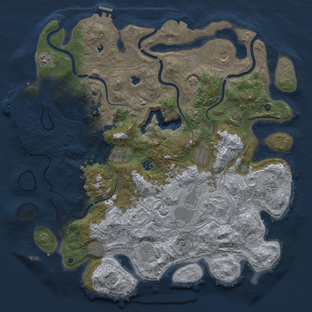 Rust Map: Procedural Map, Size: 4500, Seed: 382, 16 Monuments