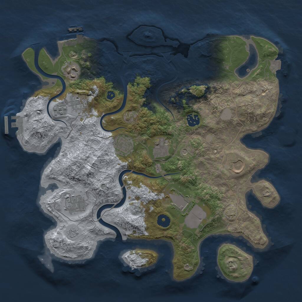 Rust Map: Procedural Map, Size: 3500, Seed: 1637094455, 15 Monuments