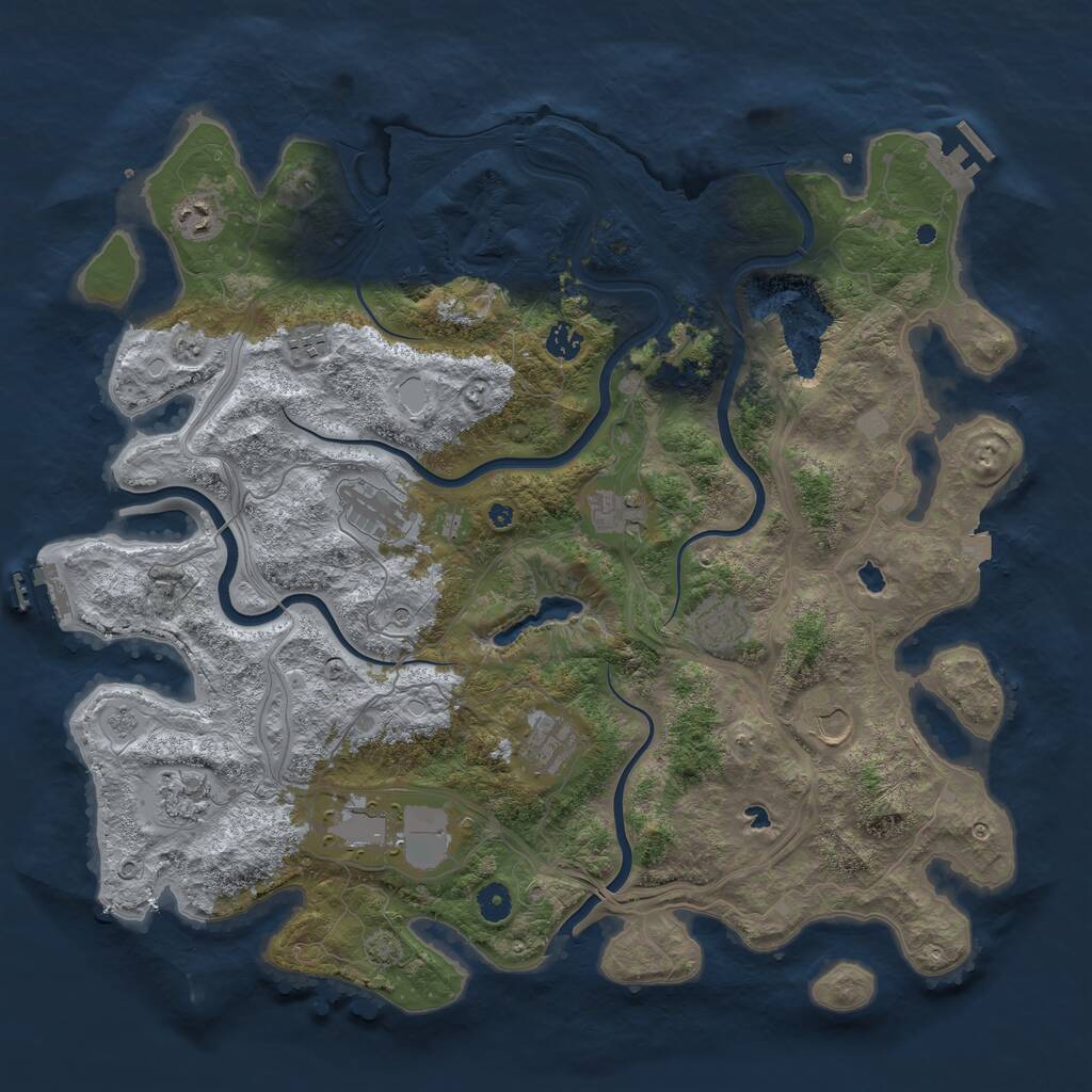 Rust Map: Procedural Map, Size: 4500, Seed: 91243027, 16 Monuments