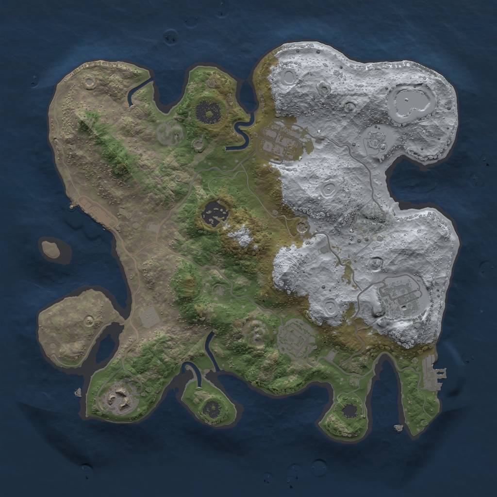 Rust Map: Procedural Map, Size: 3000, Seed: 364456, 12 Monuments