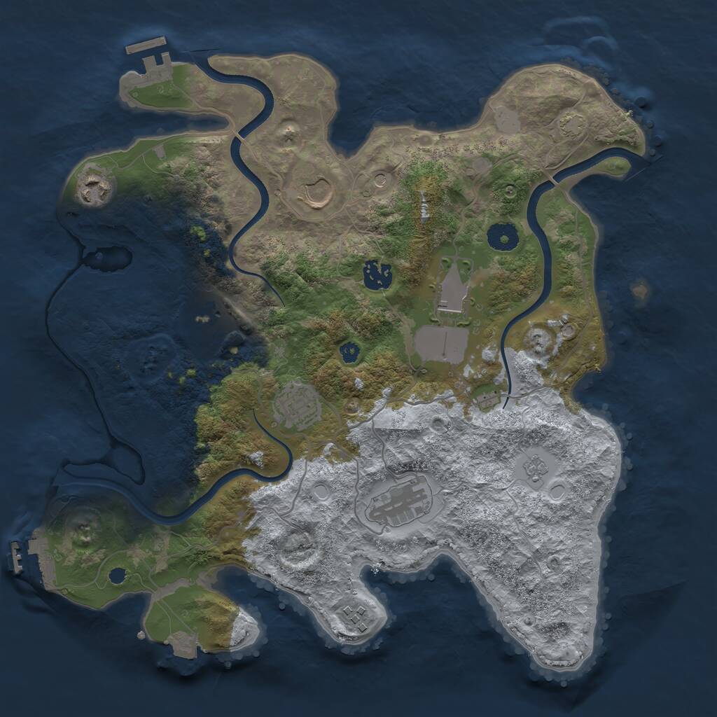 Rust Map: Procedural Map, Size: 3550, Seed: 348845, 14 Monuments