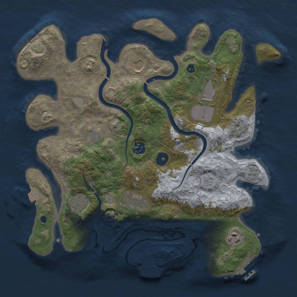 Rust Map: Procedural Map, Size: 3500, Seed: 549875369, 14 Monuments