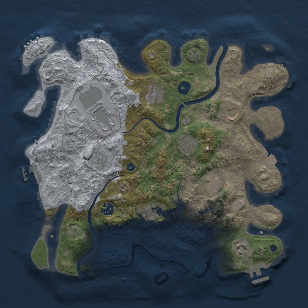 Rust Map: Procedural Map, Size: 3600, Seed: 1015381954, 16 Monuments