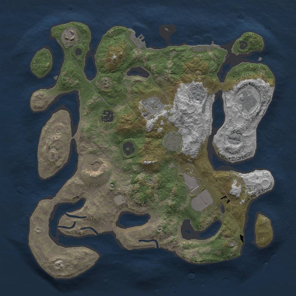 Rust Map: Procedural Map, Size: 3550, Seed: 882722, 16 Monuments