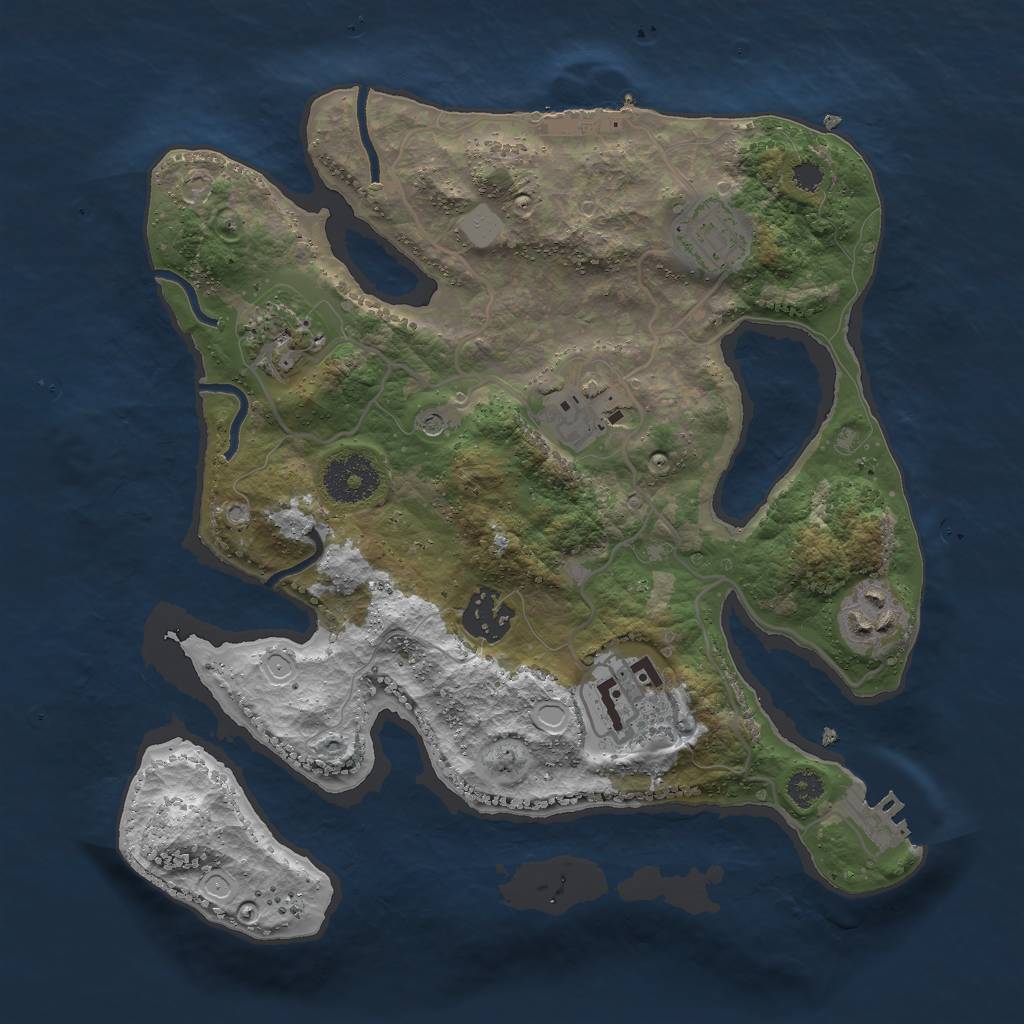 Rust Map: Procedural Map, Size: 3000, Seed: 1710976642, 14 Monuments