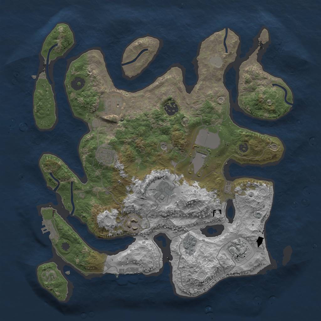Rust Map: Procedural Map, Size: 3550, Seed: 305005, 16 Monuments