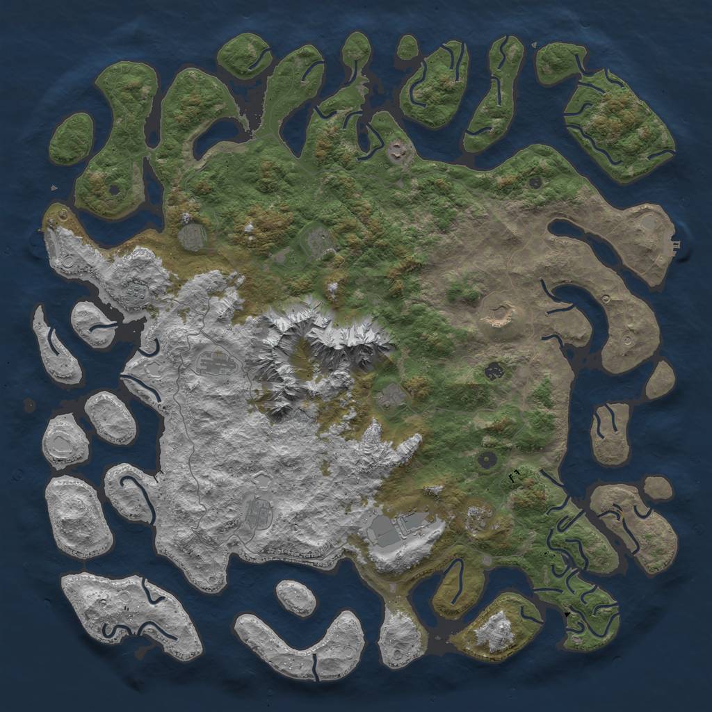 Rust Map: Procedural Map, Size: 6000, Seed: 54321, 19 Monuments