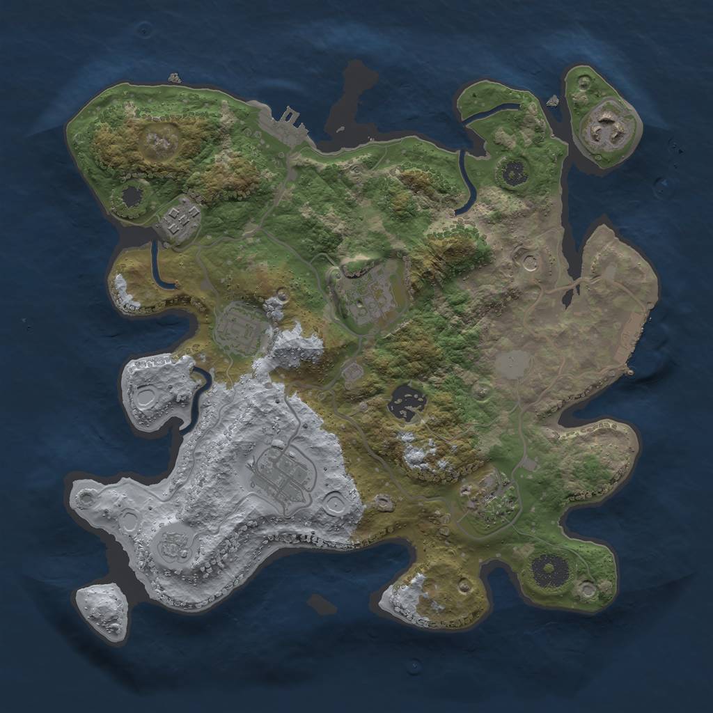 Rust Map: Procedural Map, Size: 3000, Seed: 955740, 14 Monuments