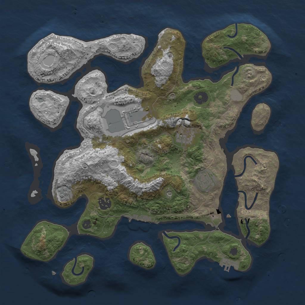 Rust Map: Procedural Map, Size: 3500, Seed: 311546747, 13 Monuments
