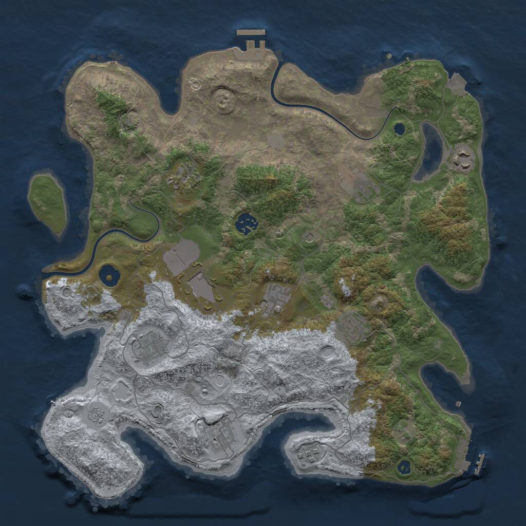 Rust Map: Procedural Map, Size: 3743, Seed: 2147483647, 16 Monuments