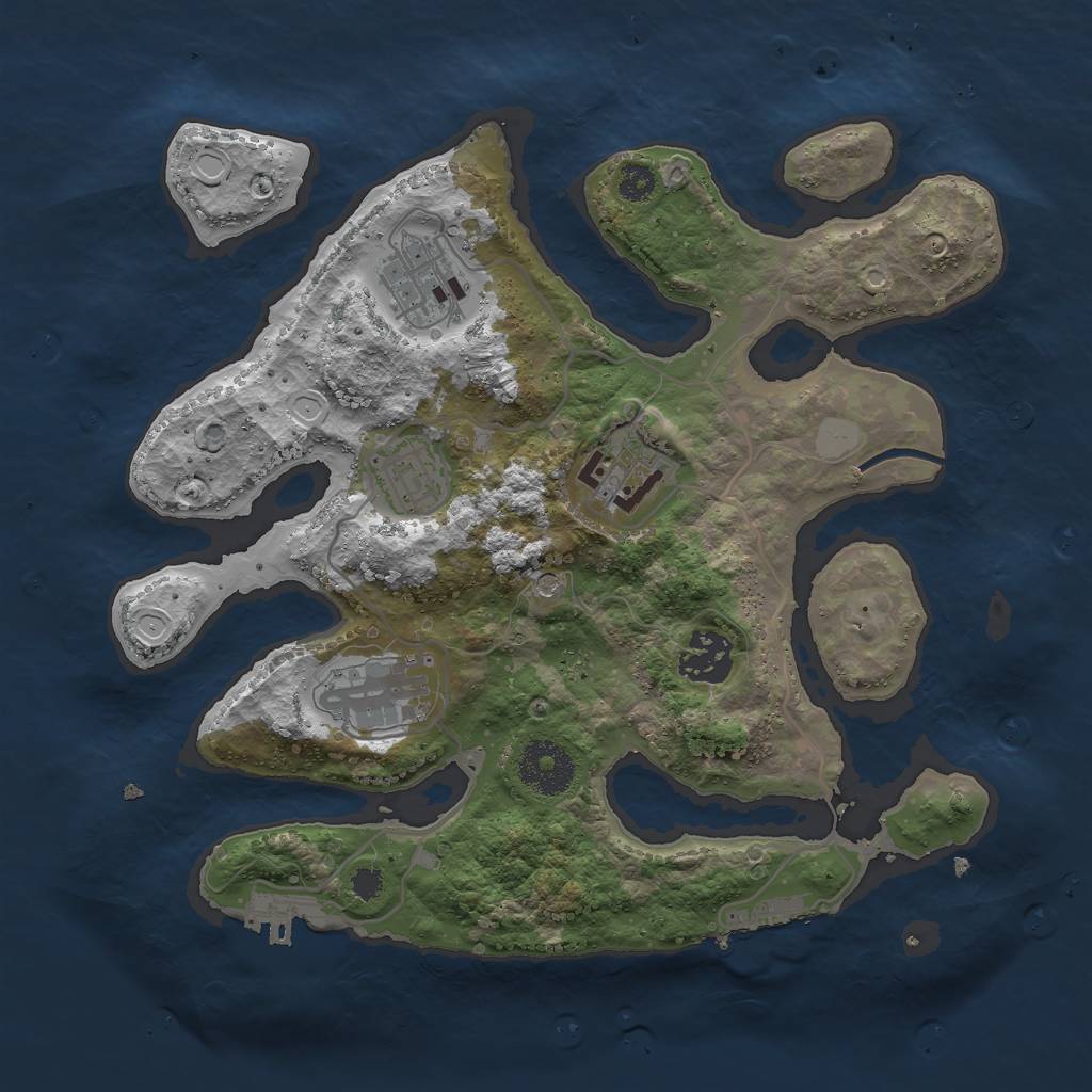 Rust Map: Procedural Map, Size: 3000, Seed: 906427173, 13 Monuments