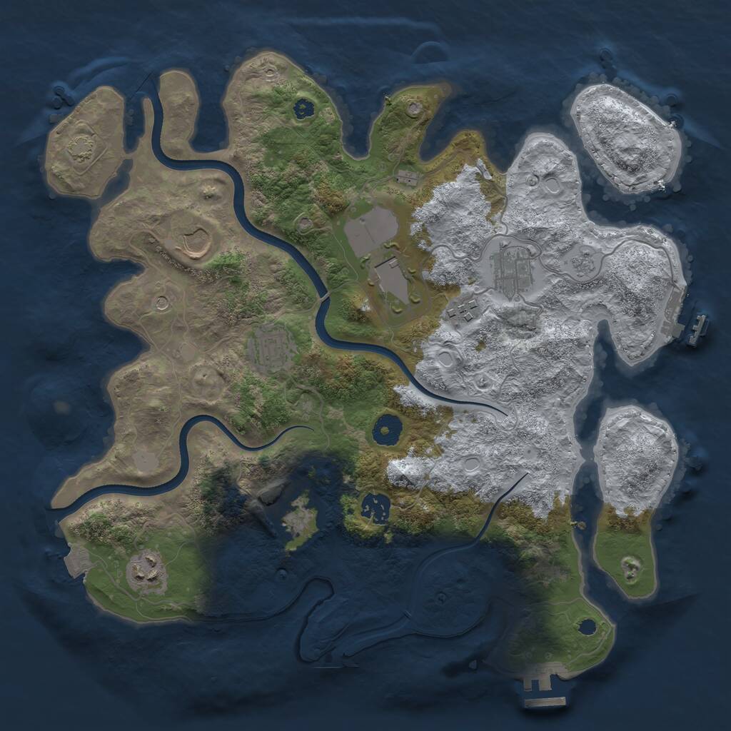Rust Map: Procedural Map, Size: 3600, Seed: 1135282076, 14 Monuments
