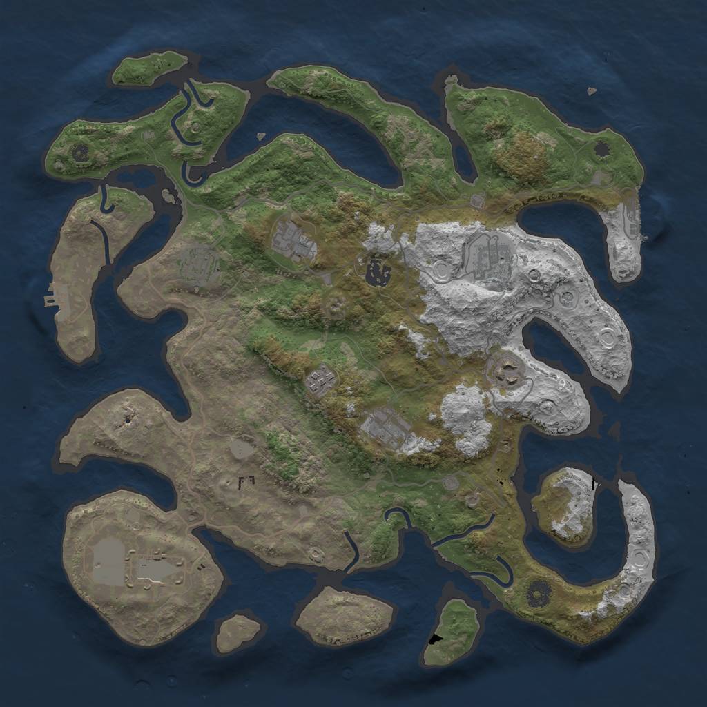 Rust Map: Procedural Map, Size: 4000, Seed: 720493134, 16 Monuments
