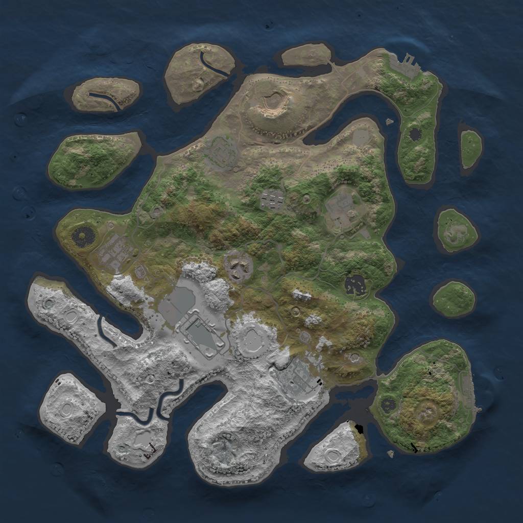 Rust Map: Procedural Map, Size: 3600, Seed: 2319306, 17 Monuments