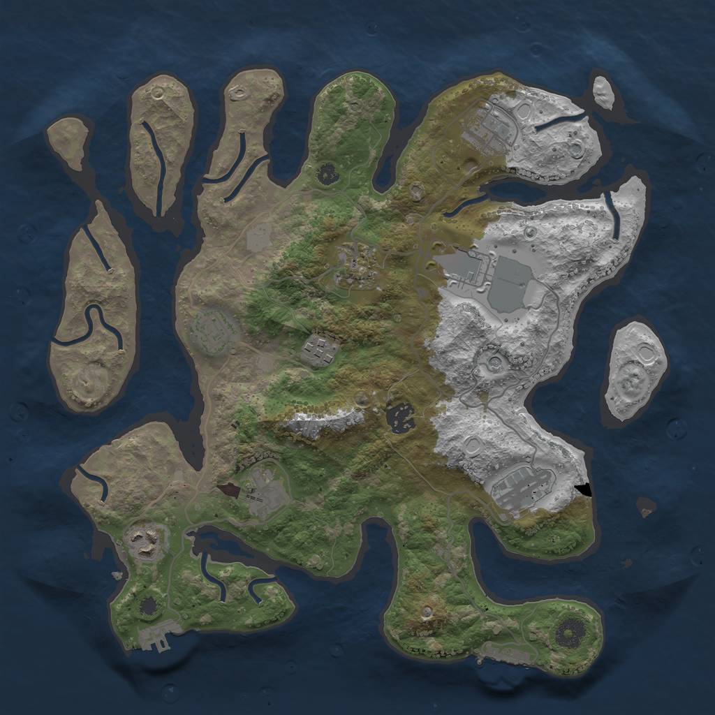 Rust Map: Procedural Map, Size: 3550, Seed: 32742, 17 Monuments