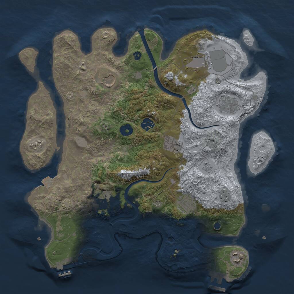 Rust Map: Procedural Map, Size: 3550, Seed: 32742, 15 Monuments