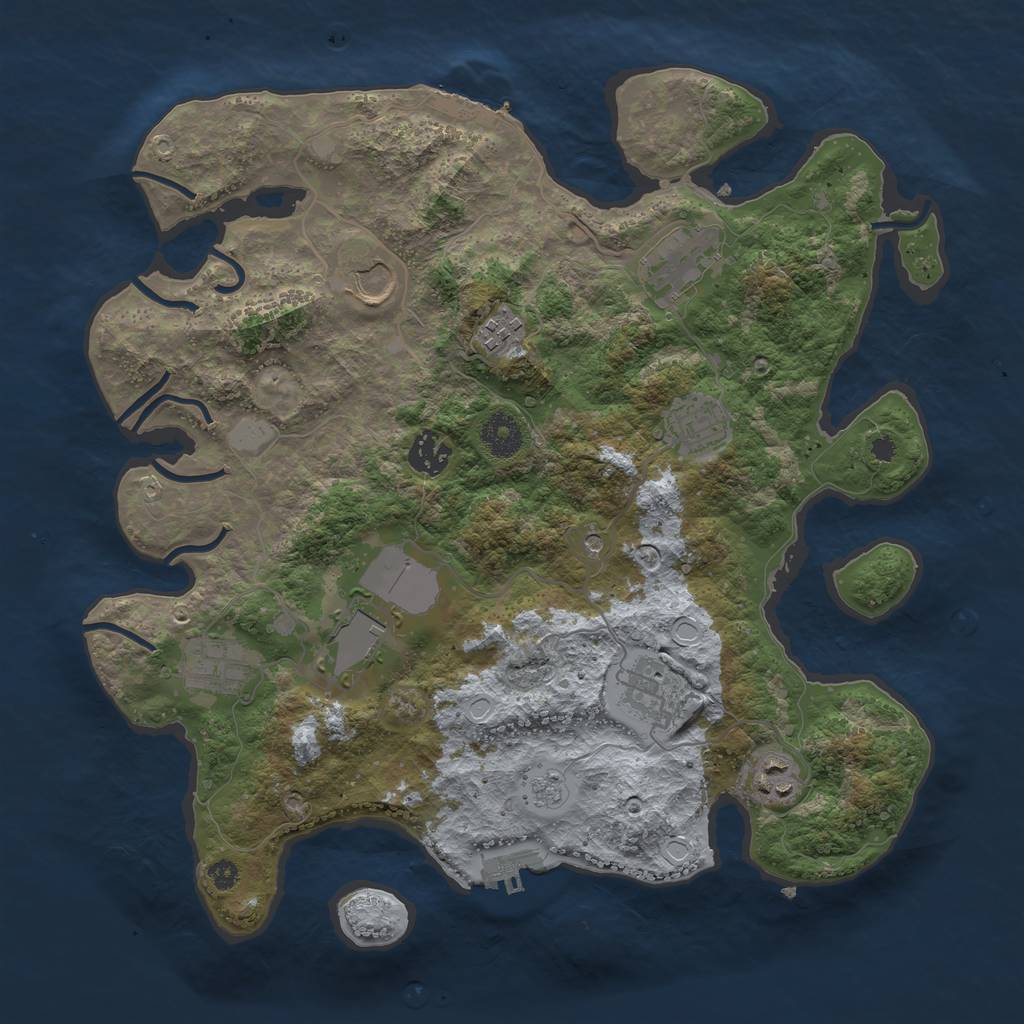 Rust Map: Procedural Map, Size: 3600, Seed: 492574273, 16 Monuments