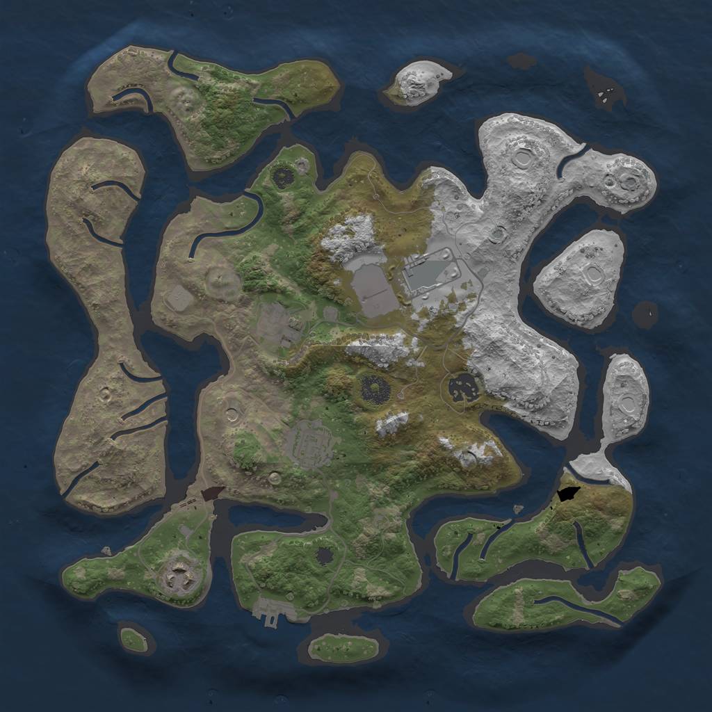 Rust Map: Procedural Map, Size: 3550, Seed: 1981437253, 12 Monuments