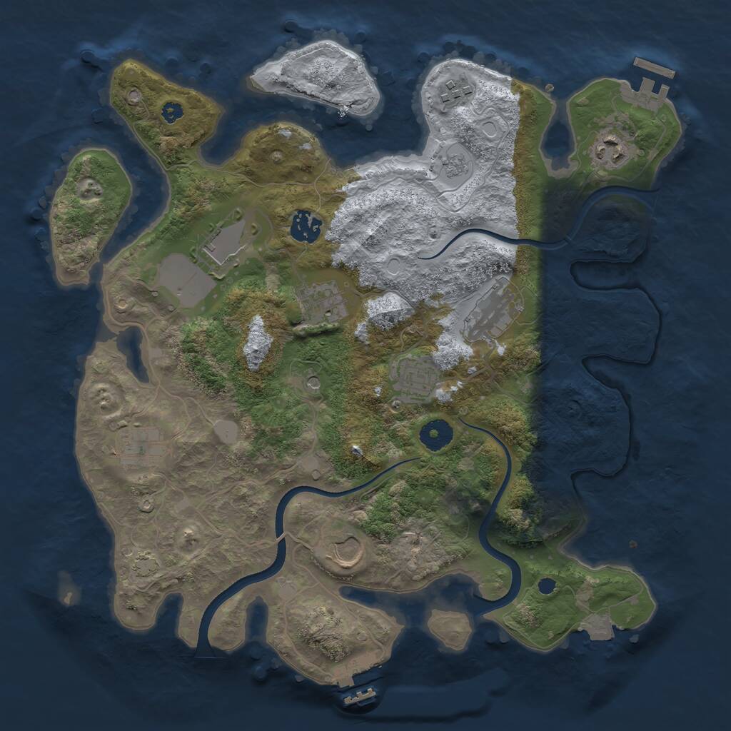 Rust Map: Procedural Map, Size: 3500, Seed: 543708634, 15 Monuments