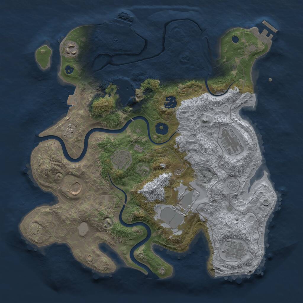 Rust Map: Procedural Map, Size: 3550, Seed: 826385, 15 Monuments