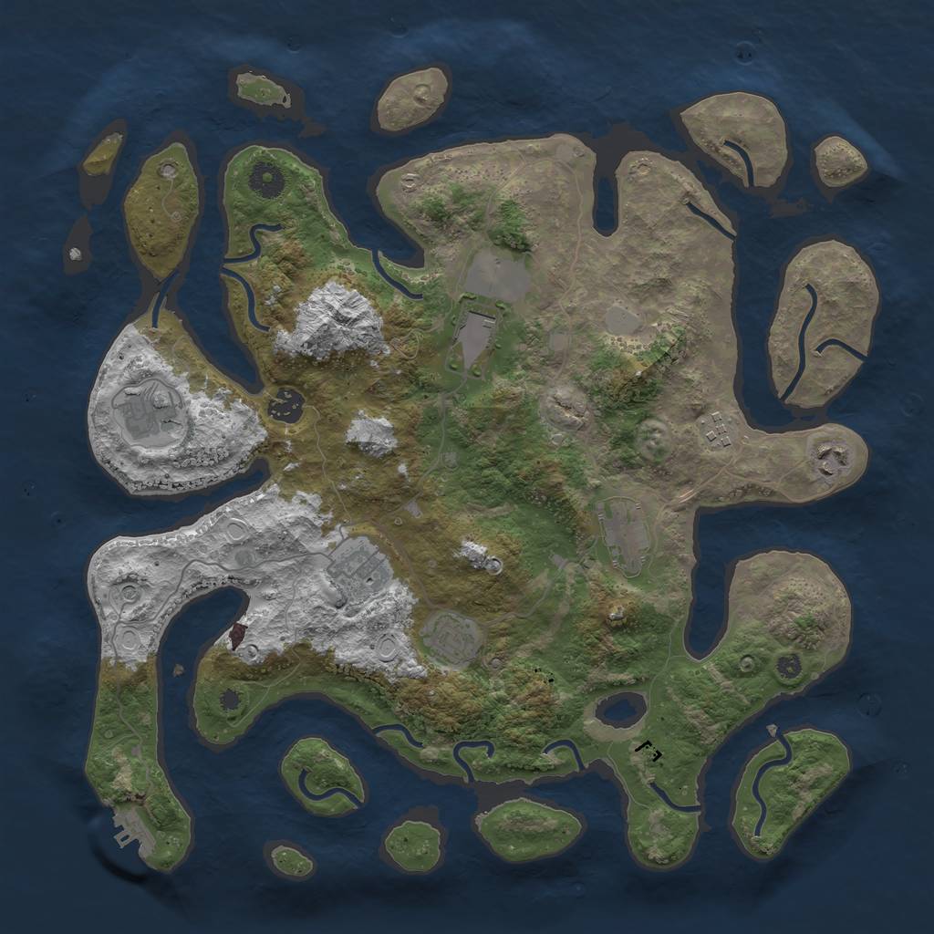 Rust Map: Procedural Map, Size: 3950, Seed: 34507636, 15 Monuments