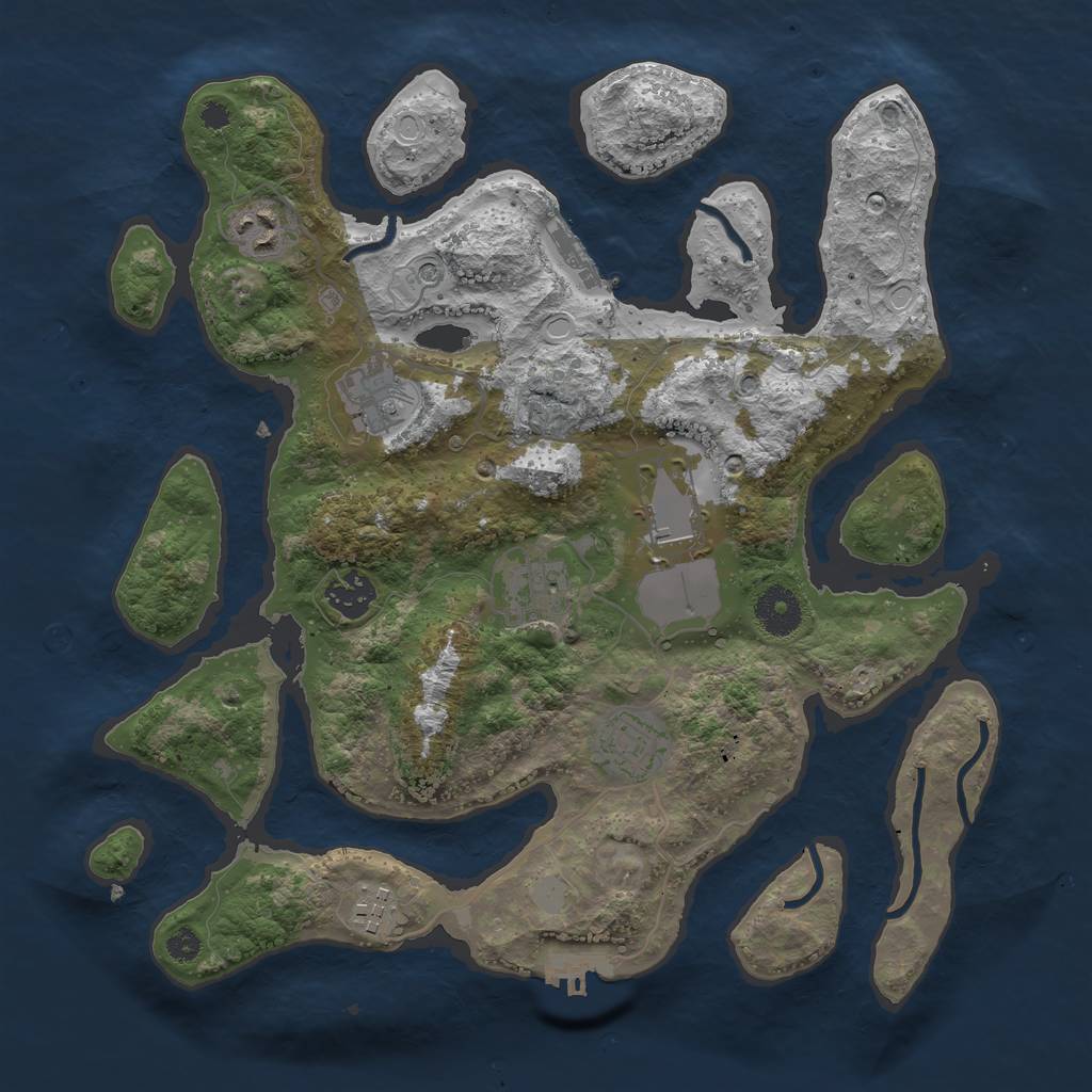 Rust Map: Procedural Map, Size: 3500, Seed: 583429, 15 Monuments