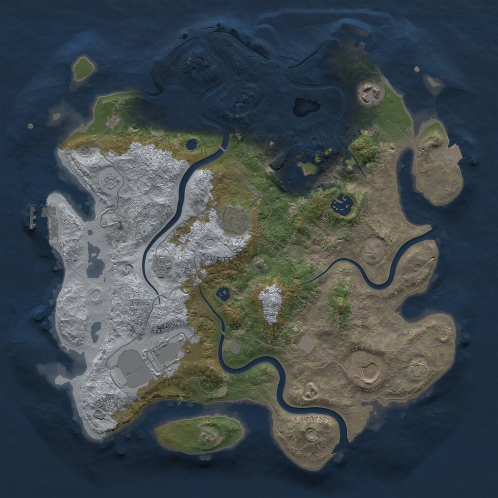 Rust Map: Procedural Map, Size: 3550, Seed: 907844, 13 Monuments
