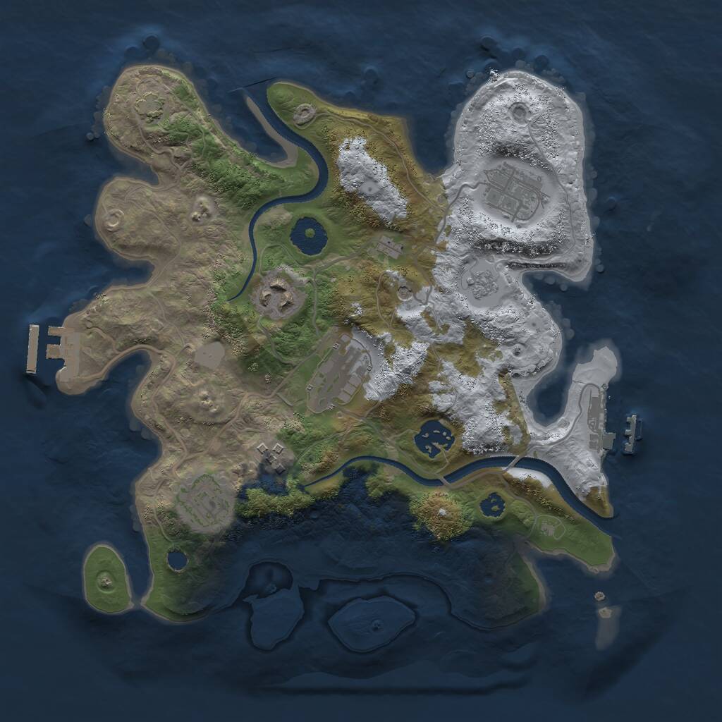 Rust Map: Procedural Map, Size: 3000, Seed: 2568, 12 Monuments